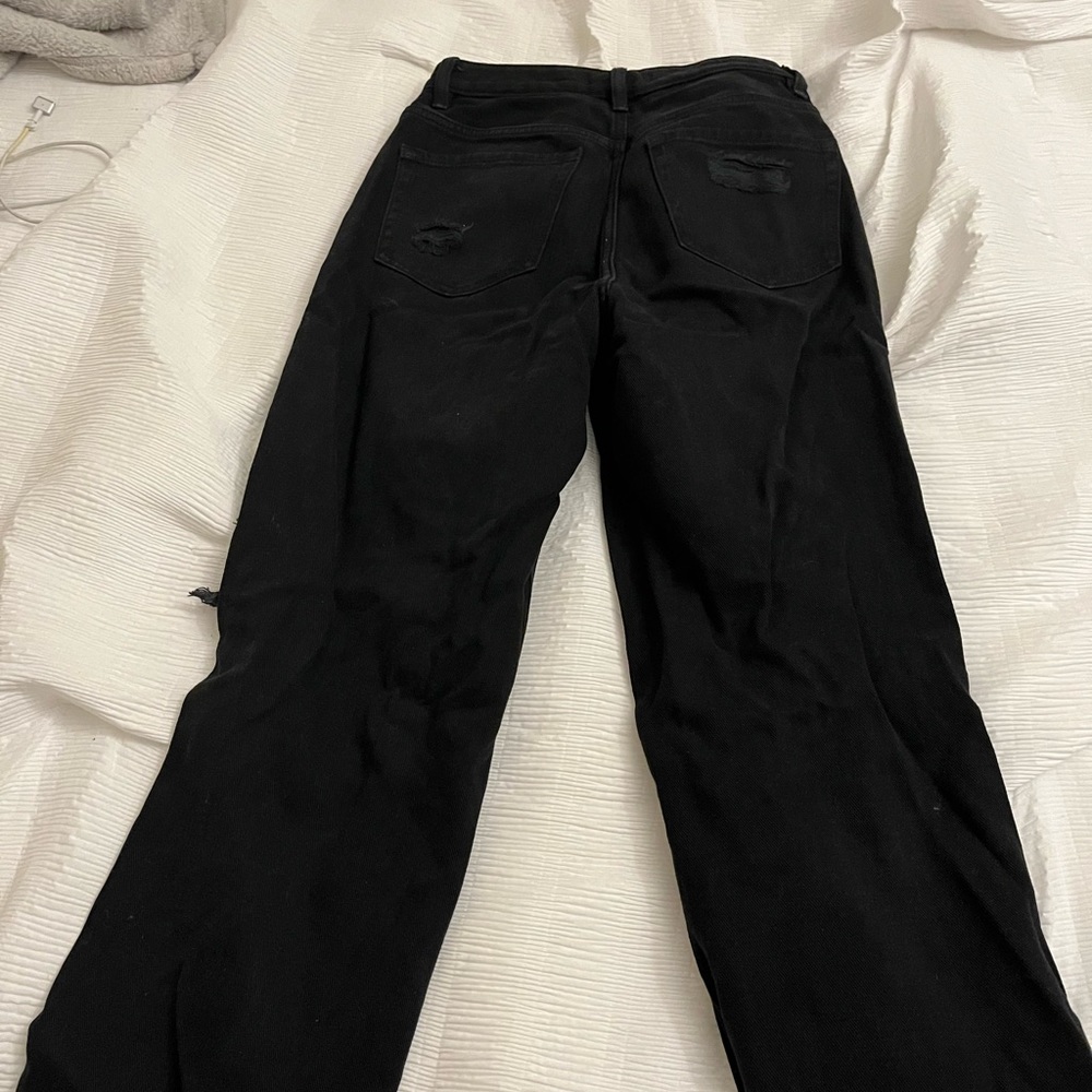 black wide leg distressed jeans